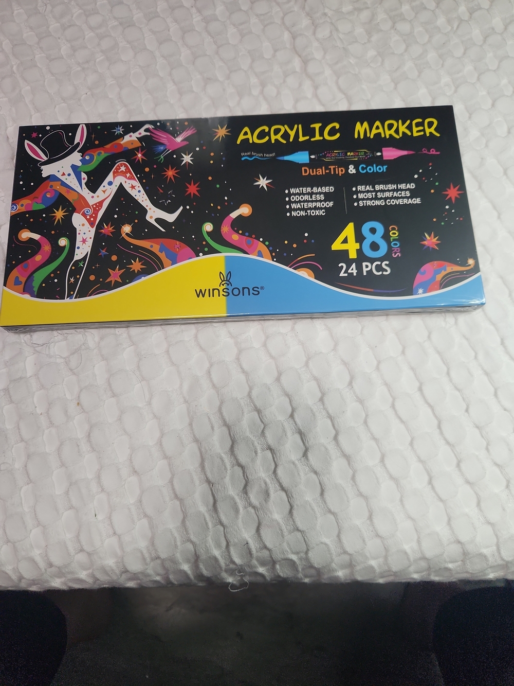 Winsor's Acrylic Marker Set - Black & Yellow Packaging - 48 Colors (24 PCS)